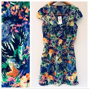 NWT bold floral JS Ellington capsleeve sundress M